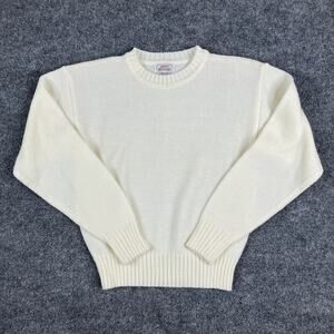Junior Exchange Knit Sweater Womens Size M White Pullover Long Sleeve Vintage